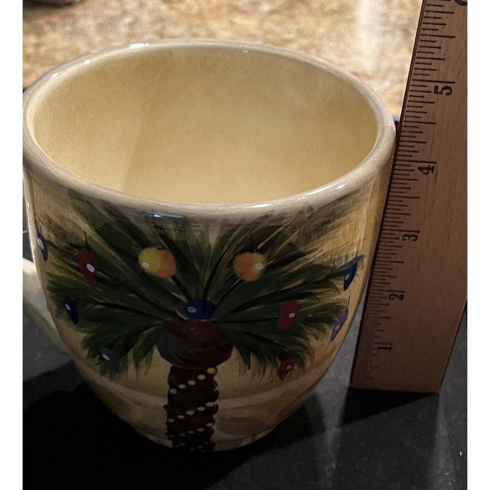 Bellagio Christmas Hand Painted Mug Large Tabletop Lifestyles XMAS Palm Tree HTF - Picture 5 of 7
